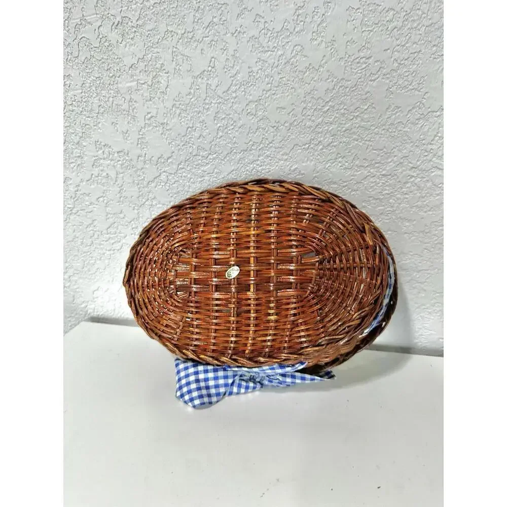 Teamson 1995 Casserole Baking Dish Oval Country Home and Woven Basket with Bow